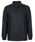 Podium L/S Waffle Pocket Polo - Black - Front