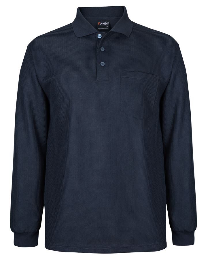 Podium Podium L/S Waffle Pocket Polo 7WPL