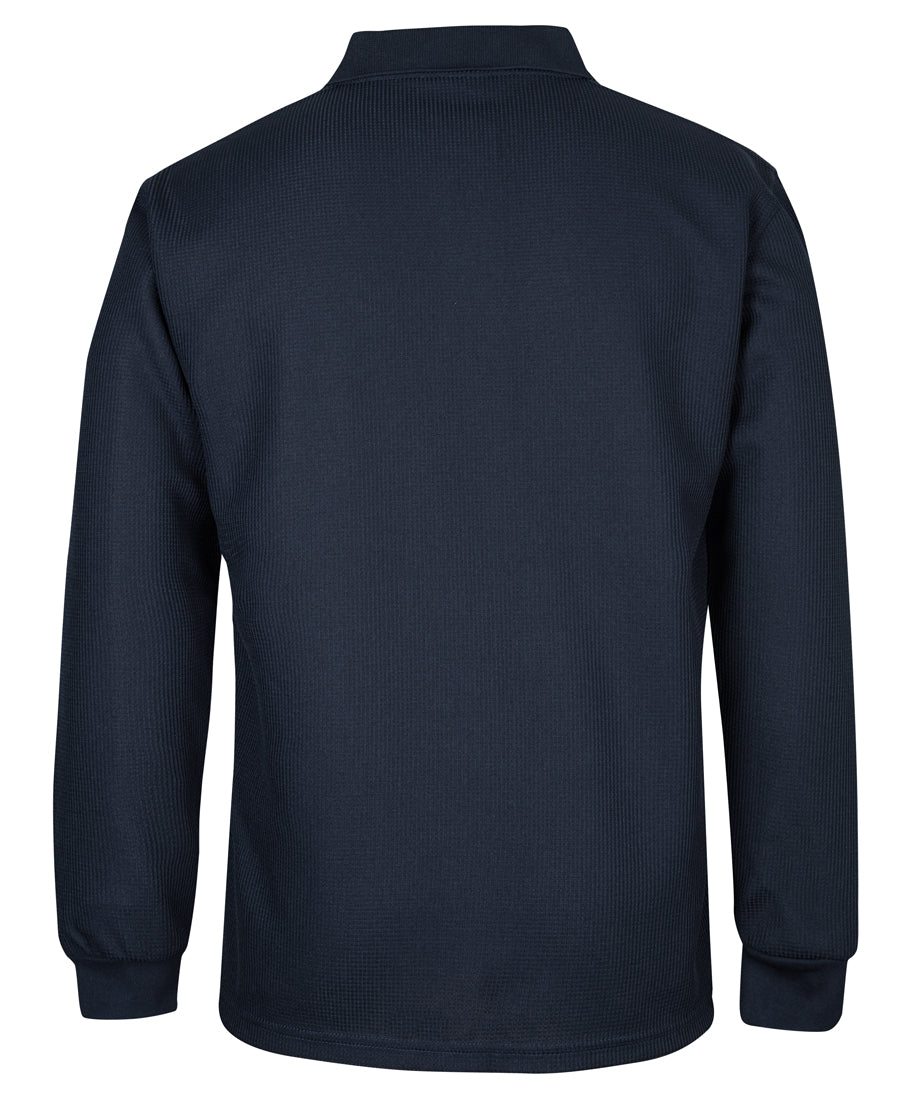 Podium L/S Waffle Pocket Polo - Navy - Back