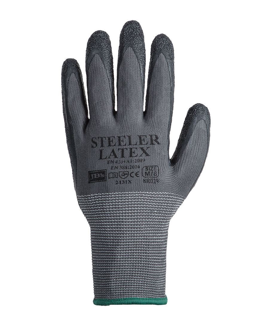 JB's Steeler Latex Crinkle Glove (12 pack) - Grey/Black - Front