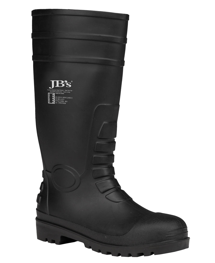 JB's Steel Toe Cap And Steel Plate Gumboot - Black - Front
