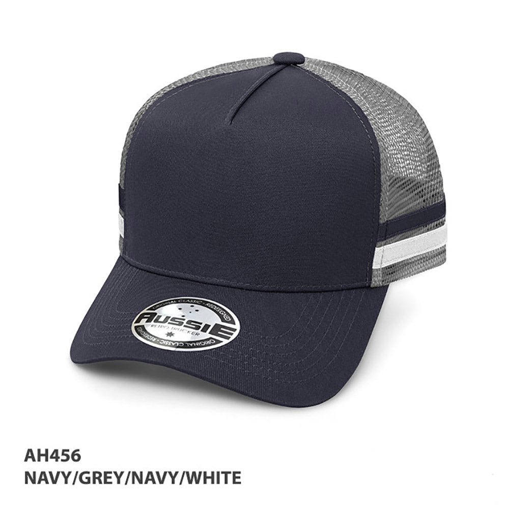 – A-Frame Striped Trucker Cap – Grace Collection AH456