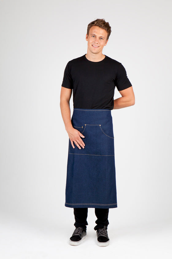 Long Waist Cotton/Denim Apron - view