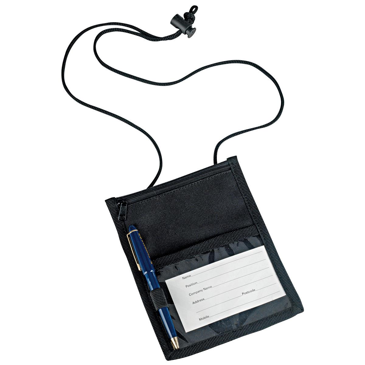 Platform Neck Wallet - Black - Front