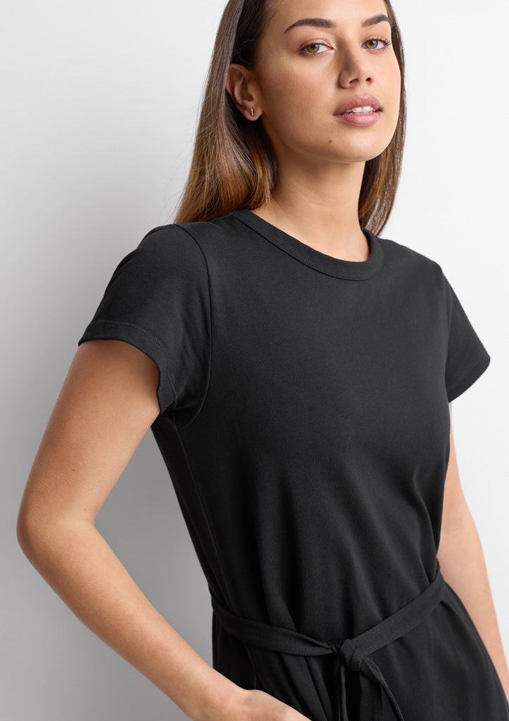 Grace Womens T-Shirt Midi Dress - Black - Model