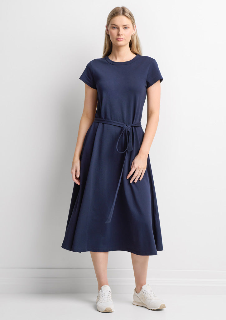 Grace Womens T-Shirt Midi Dress - Navy - Model