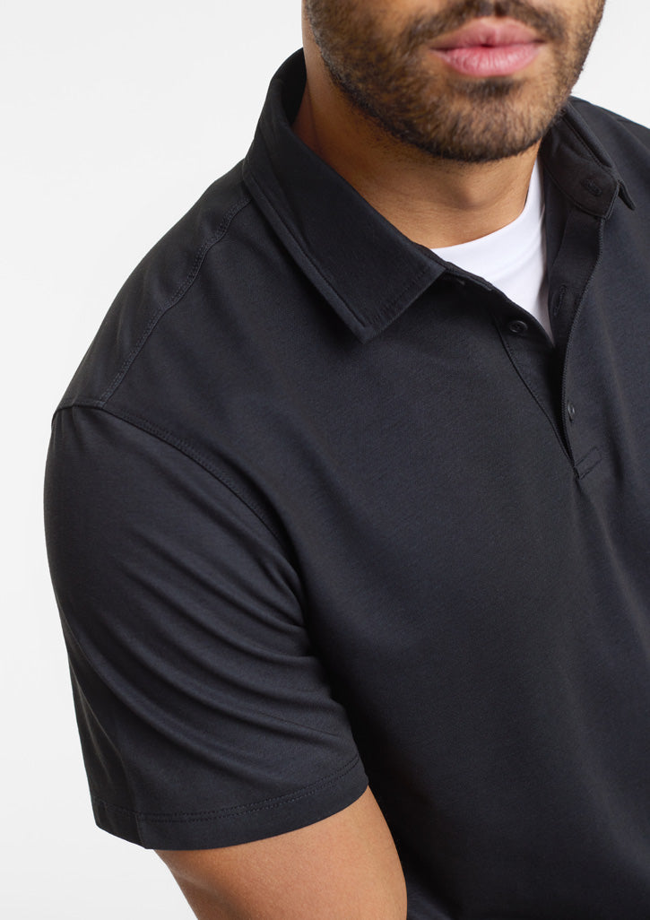Venture Mens Short Sleeve Polo - Black - Model