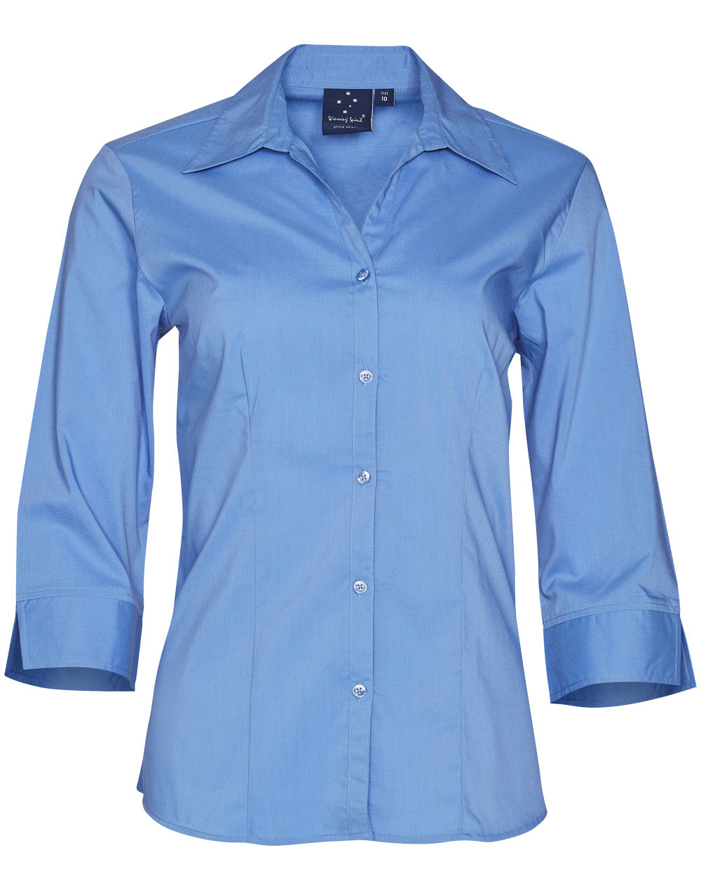 Ladies' 3/4 sleeve teflon shirt - BS07Q - Mid Blue