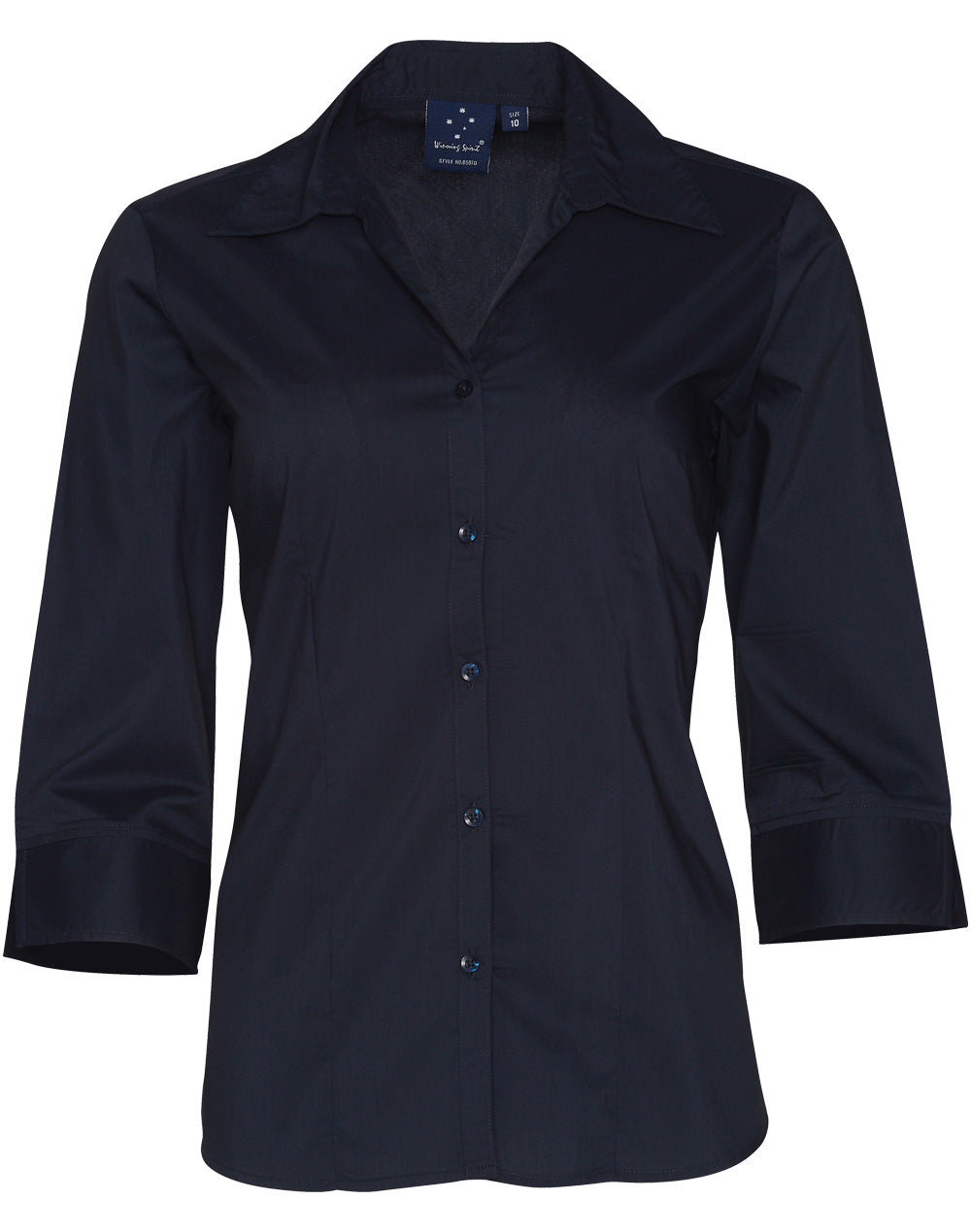 Ladies' 3/4 sleeve teflon shirt - BS07Q - Navy