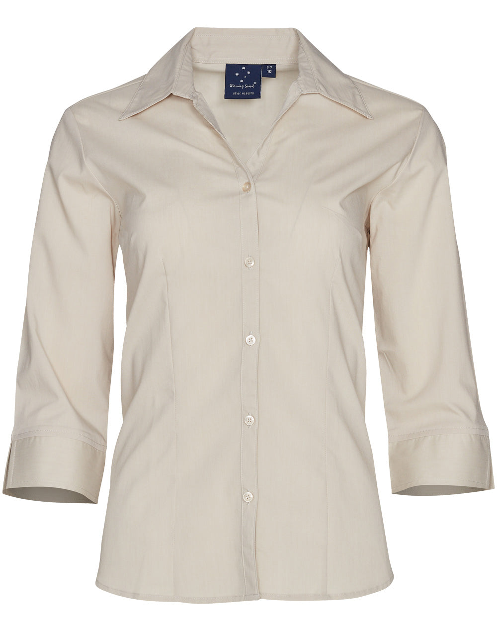 Ladies' 3/4 sleeve teflon shirt - BS07Q - Stone