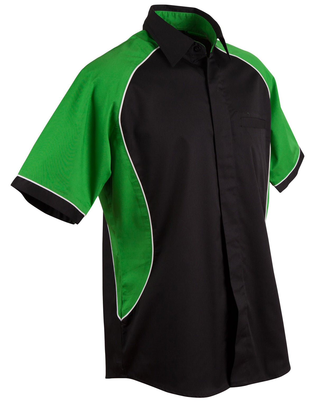 Men's Contrast Shirt - BS15 - Black / White / Green