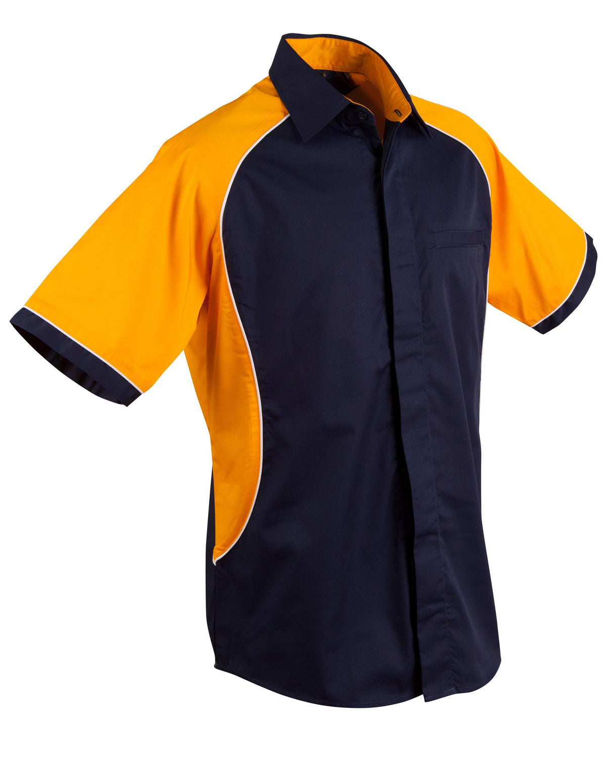 Men's Contrast Shirt - BS15 - Navy / White / Gold