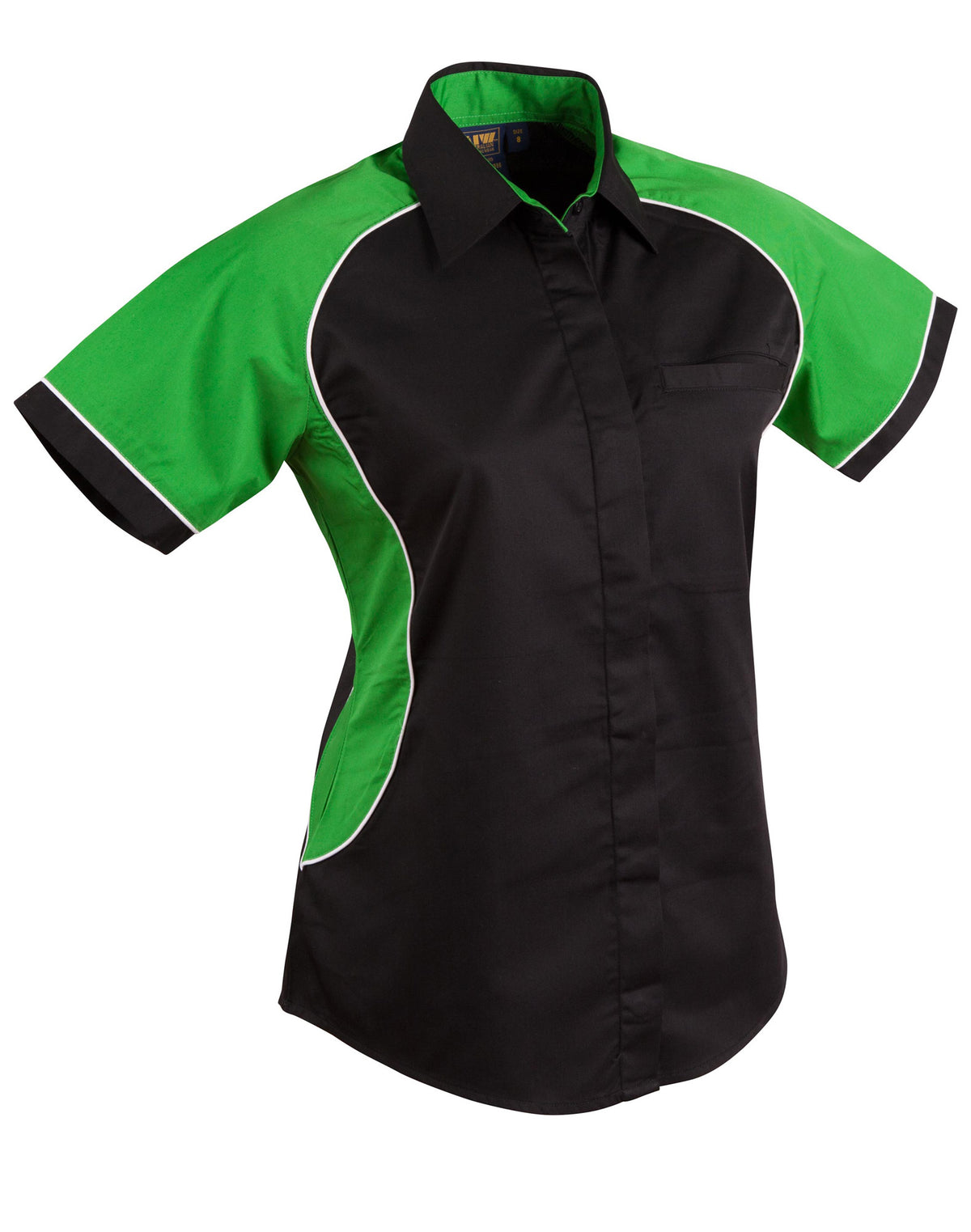 Ladies' Contrast Shirt - BS16 - Black / White / Green