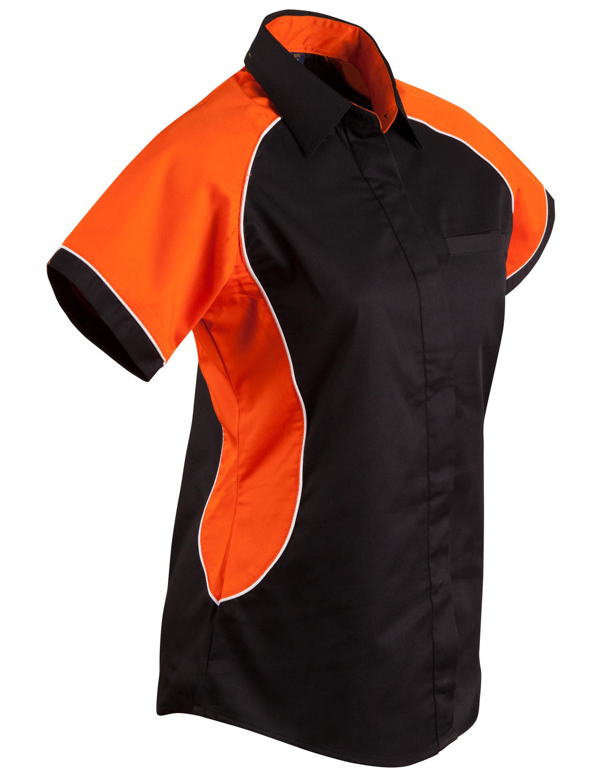 Ladies' Contrast Shirt - BS16 - Black / White / Orange
