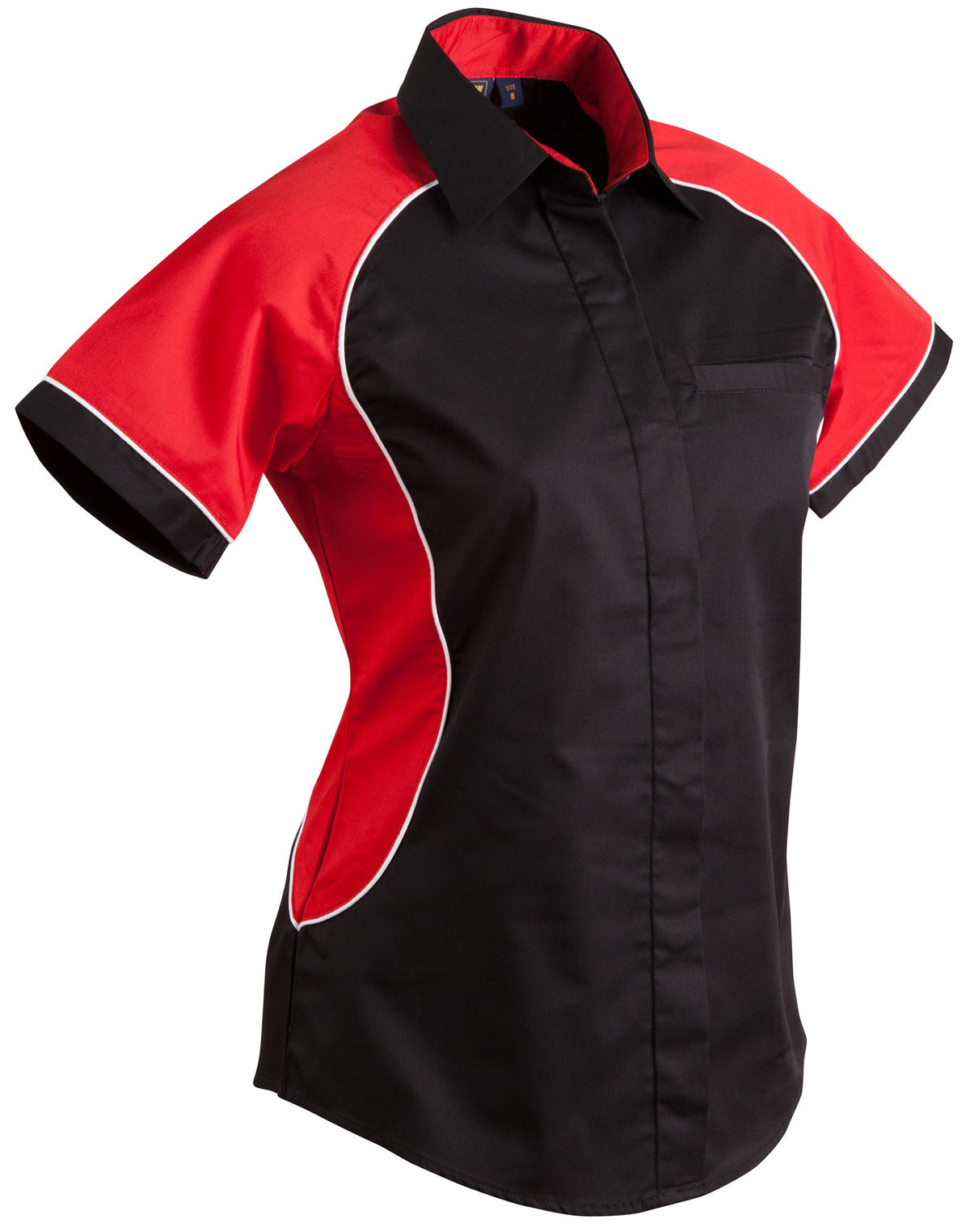 Ladies' Contrast Shirt - BS16 - Black / White / Red