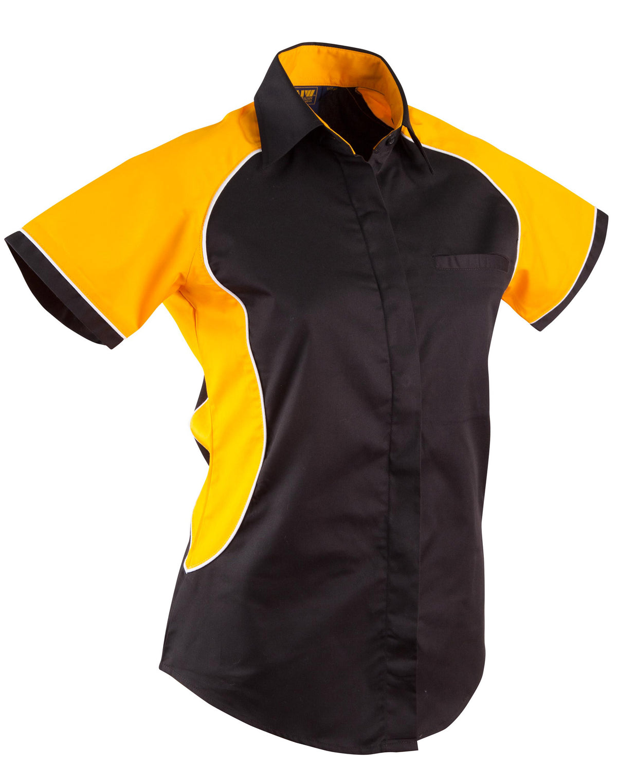 Ladies' Contrast Shirt - BS16 - Black / White / Gold