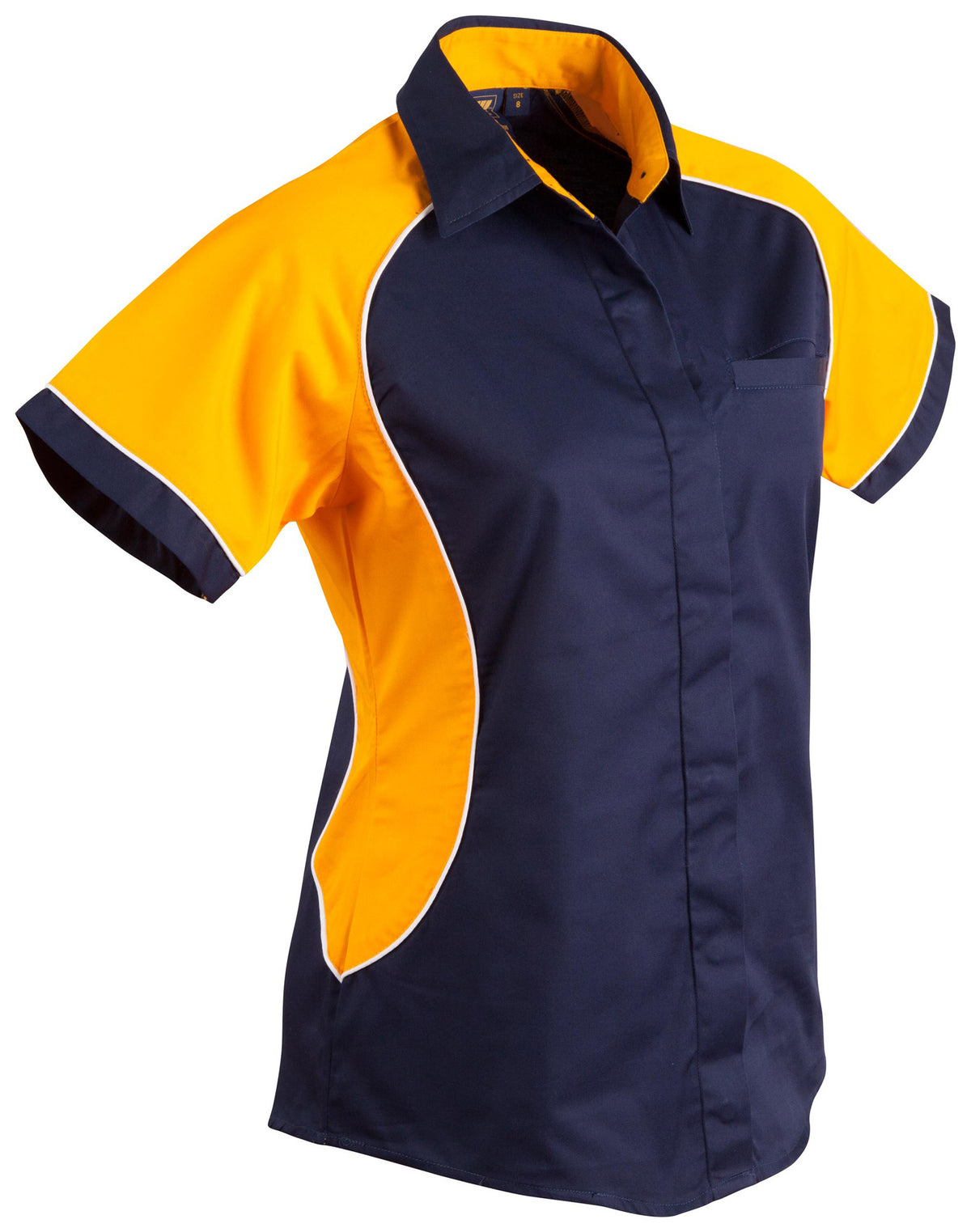 Ladies' Contrast Shirt - BS16 - Navy / White / Gold