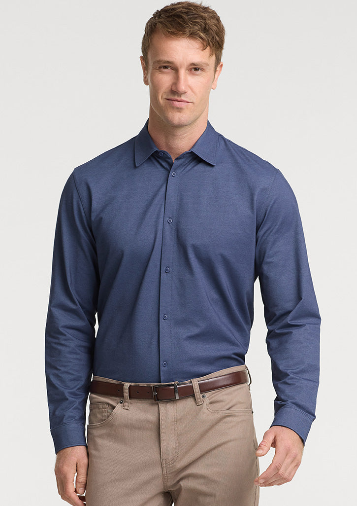 Venture Mens Long Sleeve Shirt - Denim Blue - Model