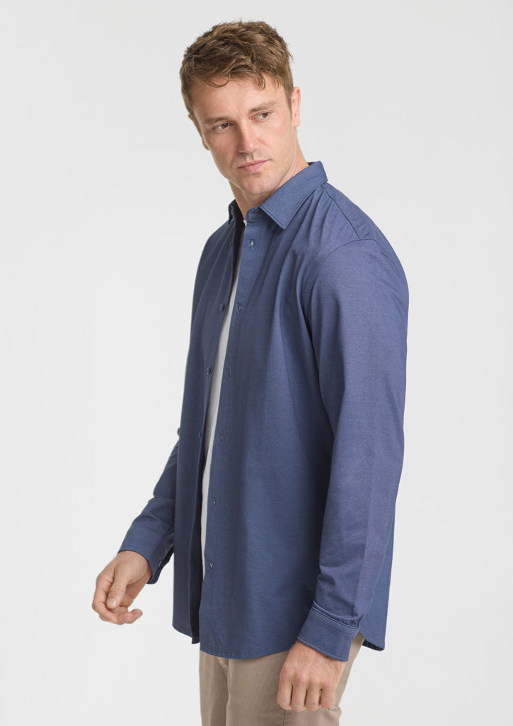 Venture Mens Long Sleeve Shirt - Denim Blue - Model