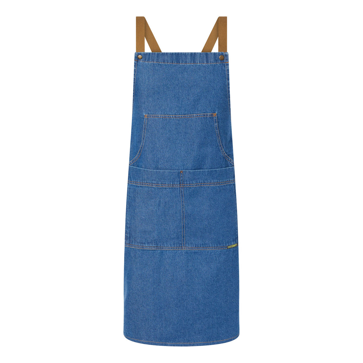 Full Bib Denim Apron with Pockets - Stonewash