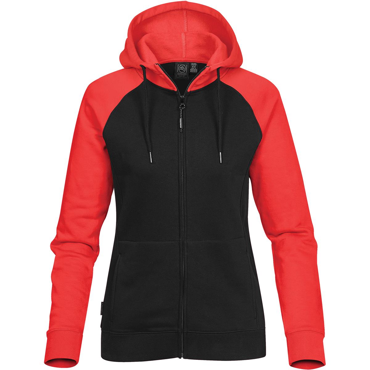 Women's Omega Zip Hoody - Black / Bright Red - Front