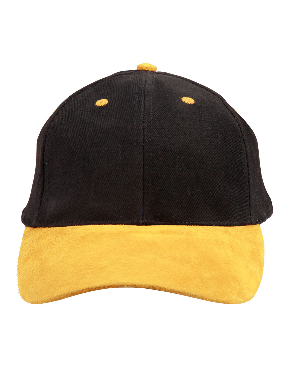 Suede Peak Cap - Black/Gold - Front