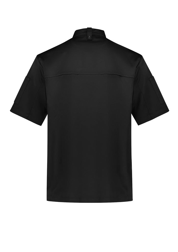 Zest Mens Short Sleeve Chef Jacket - Black - Back