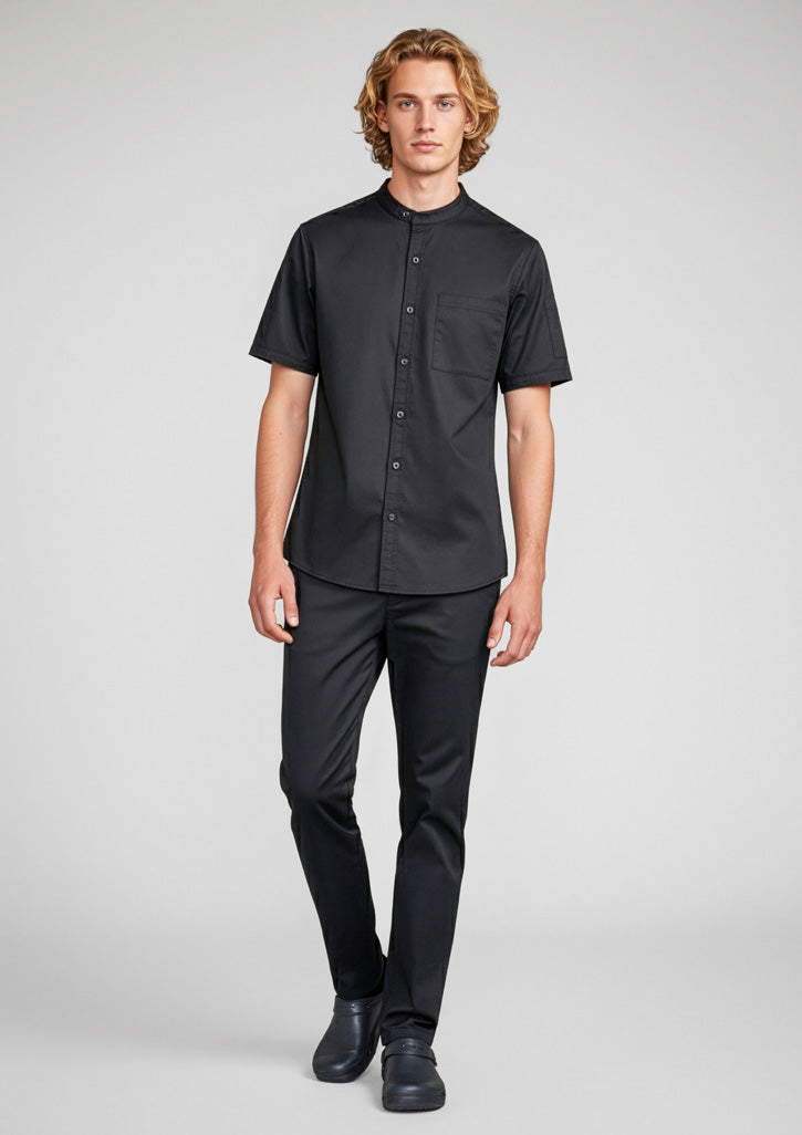 Salsa Mens Short Sleeve Chef Shirt - Black - Model