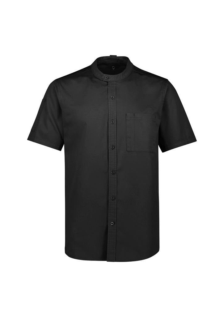 Salsa Mens Short Sleeve Chef Shirt - Black - Front