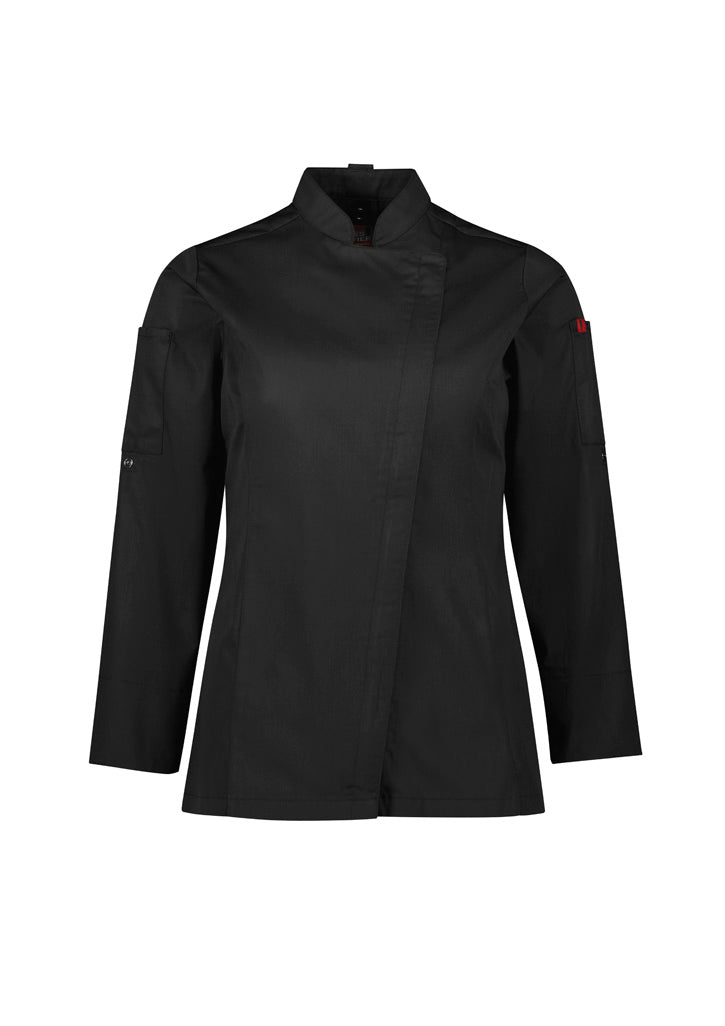 Alfresco Womens Long Sleeve Chef Jacket - Black - Front