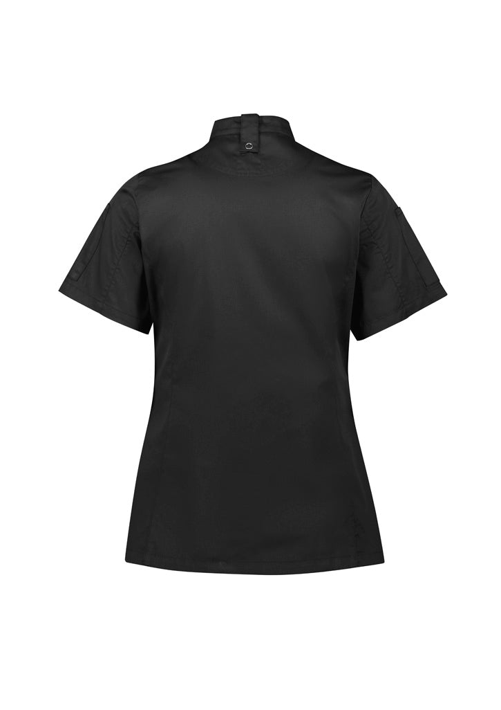 Alfresco Womens Short Sleeve Chef Jacket - Black - Back