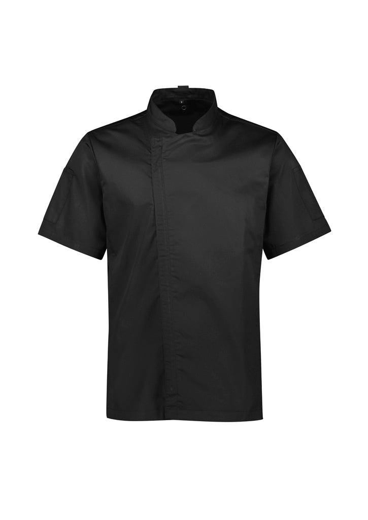 Alfresco Mens Short Sleeve Chef Jacket - Black - Front