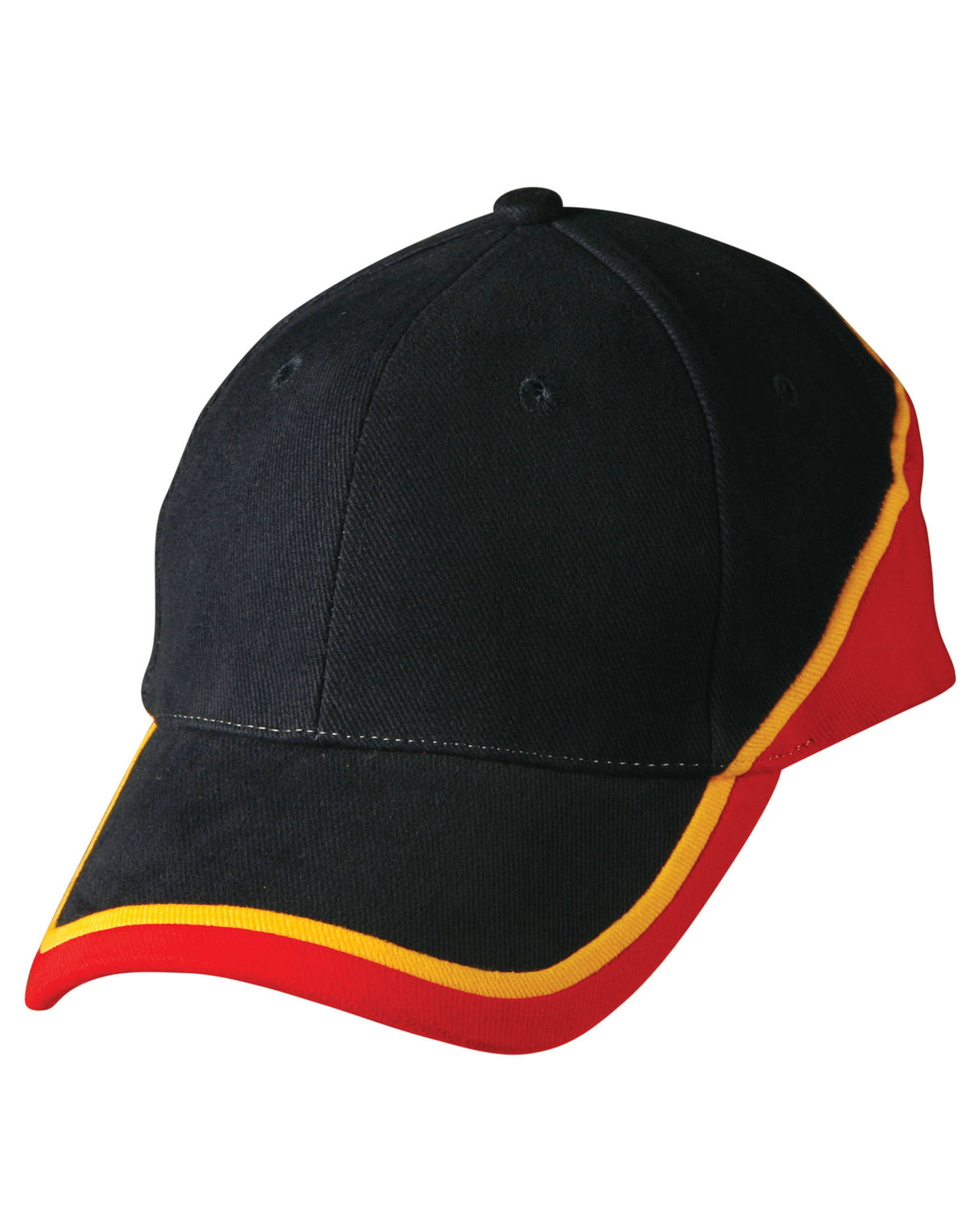 Tri-color sue heavy brushed cotton cap - CH38 - Navy / Gold / Red