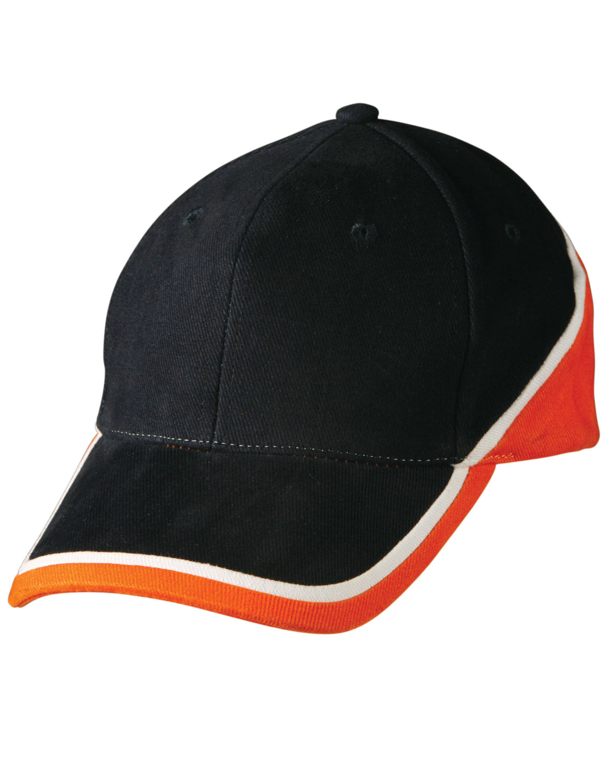 Tri-color sue heavy brushed cotton cap - CH38 - Navy / White / Orange