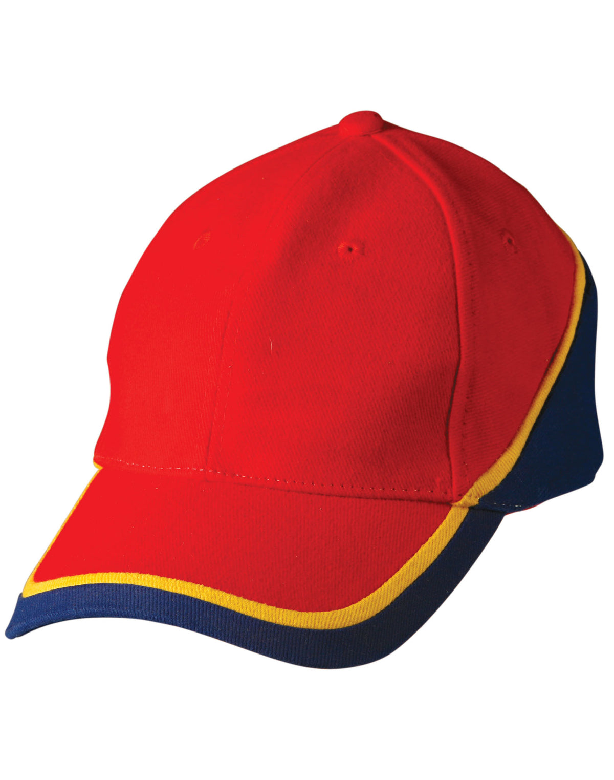 Tri-color sue heavy brushed cotton cap - CH38 - Red / Gold / Royal