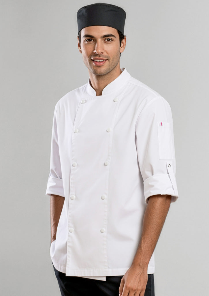 Gusto Mens Long Sleeve Chef Jacket - White - Model
