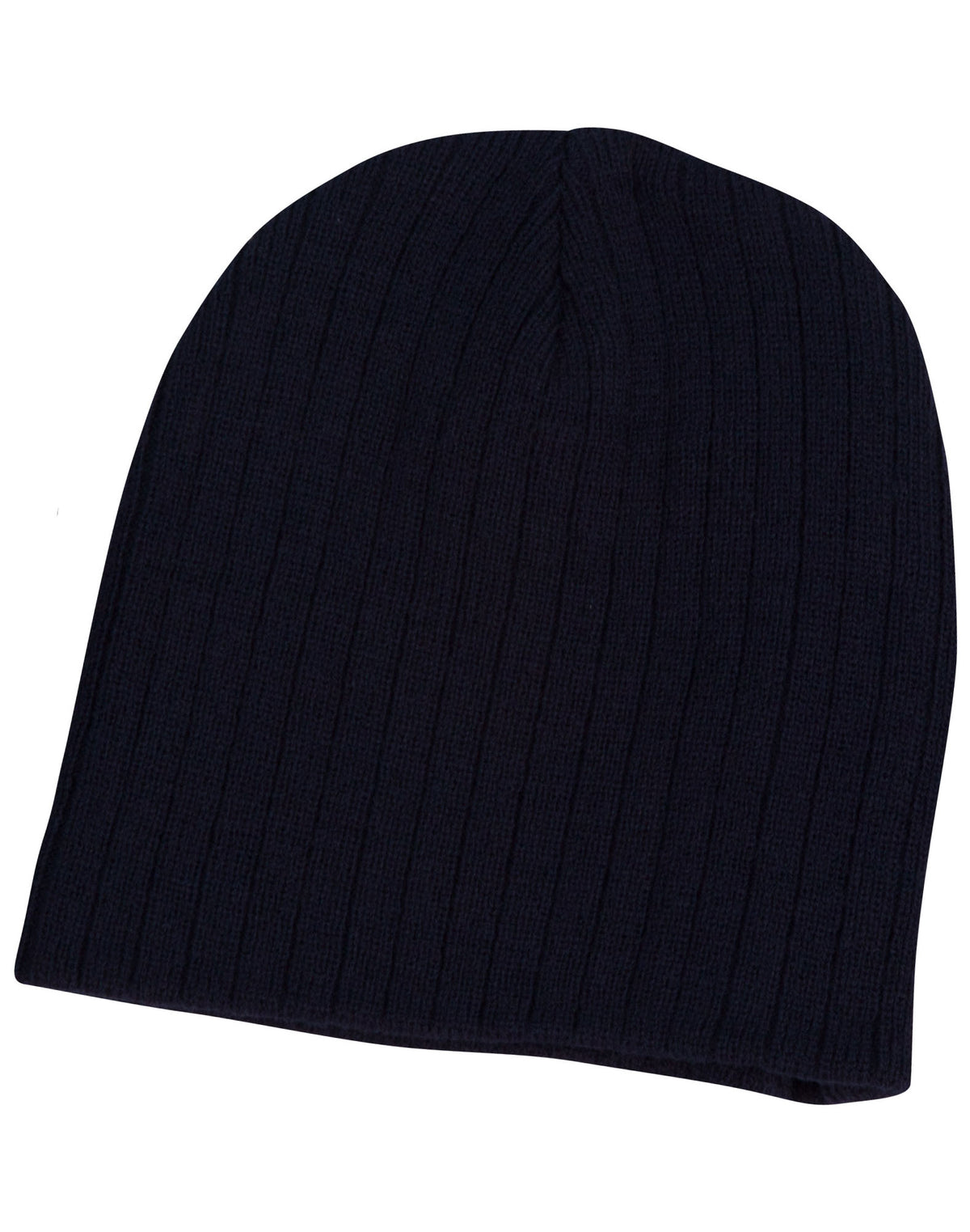 Acrylic knit beanie with cable row feature - CH62 - Navy