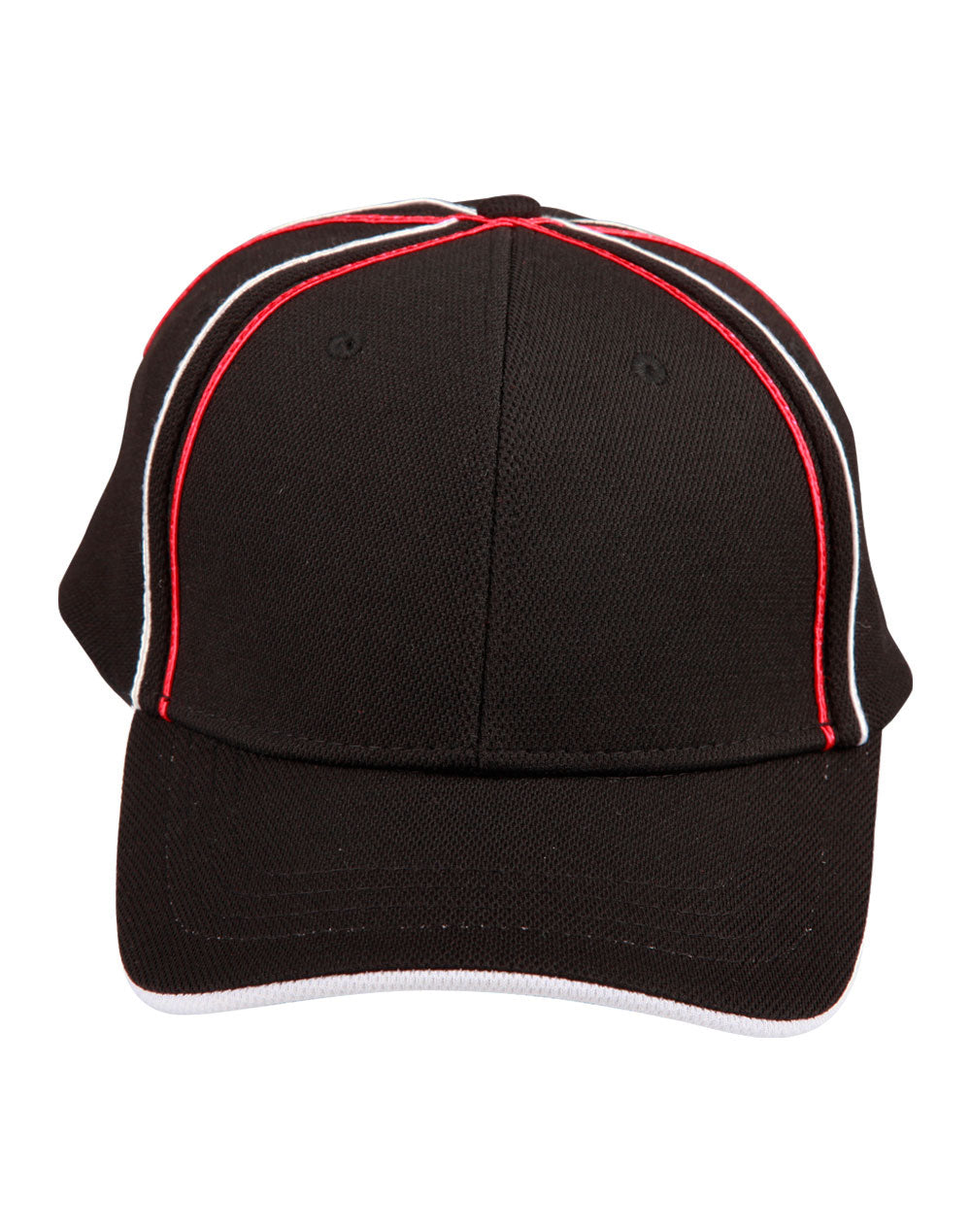 Tri-color pique mesh structured cap - CH76 - Black / White / Red