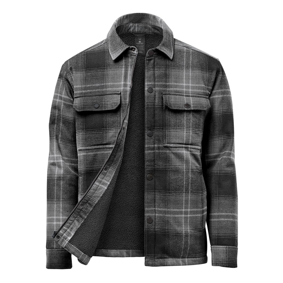 Men's Highland Sherpa Lined Plaid Jacket - Carbon / Black Plaid - Front