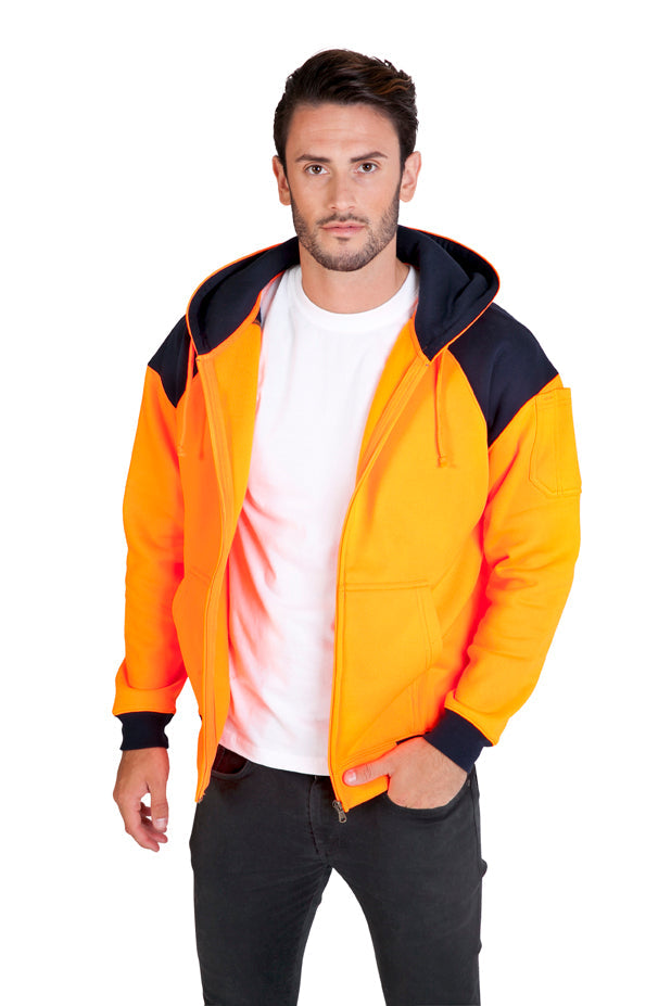 Men Shoulder Contrast Zipper Hoodies - WORKWEAR - view