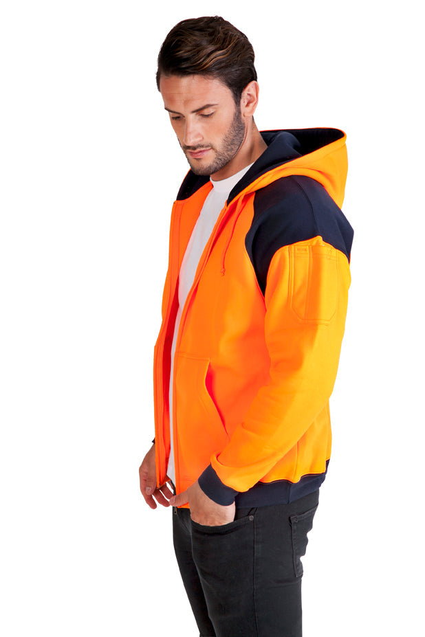 Men Shoulder Contrast Zipper Hoodies - WORKWEAR - view