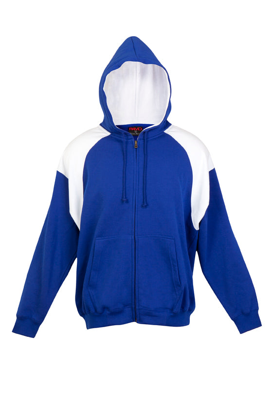 Mens Shoulder Contrast Zip Hoodie - Royal/White - Front