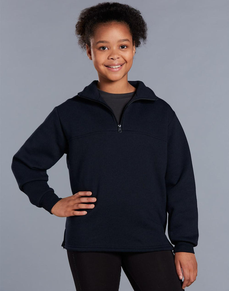 Winning Spirit Kid's 1/2 zip collar fleecy sweat FL02K