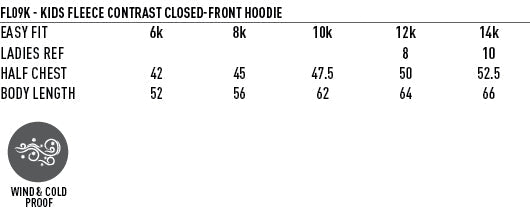 Passion Fleece Hoodie Kids' - Size guide