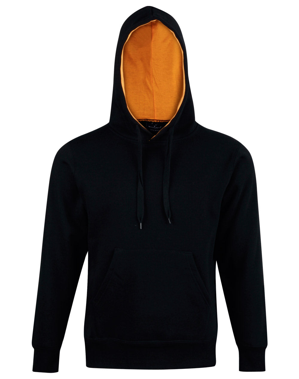 Adult's Close Front  Contrast Fleecy Hoodie - FL09 - Black / Gold