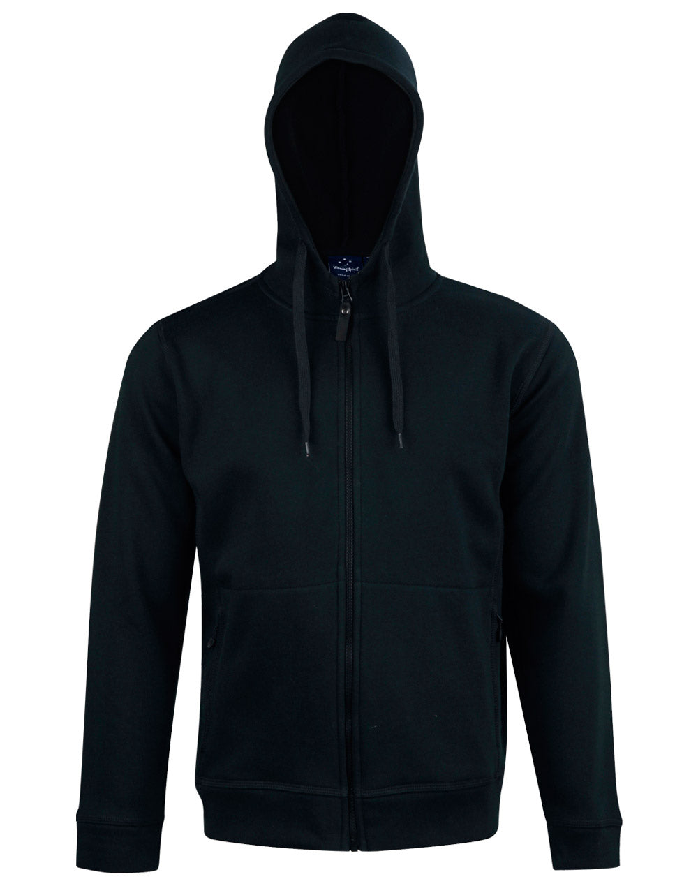 Men's Full Zip Contrast Fleece Hoodie - FL17 - Black