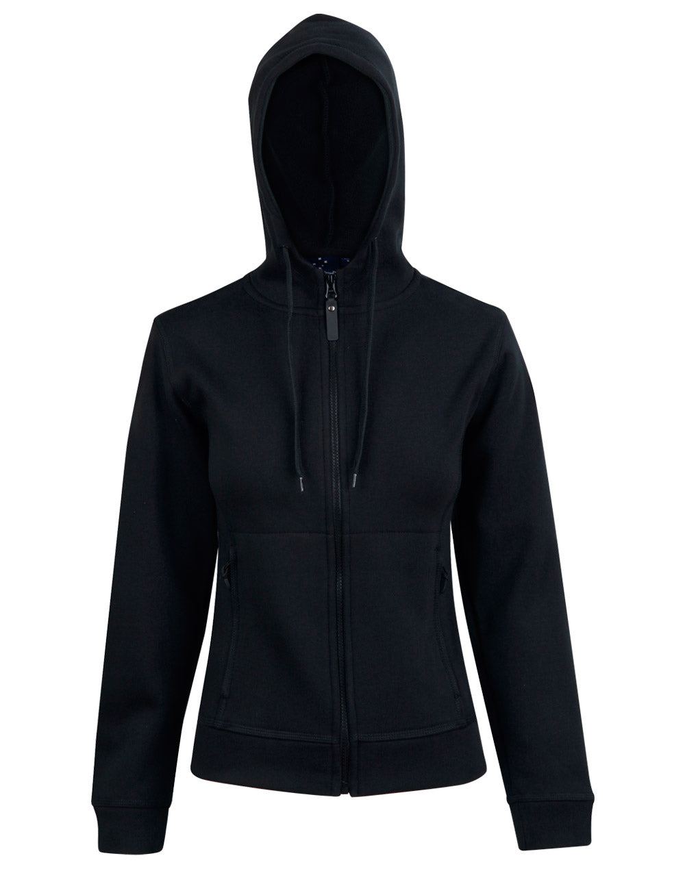 Ladies' Full Zip Contrast Fleece Hoodie - FL18 - Black