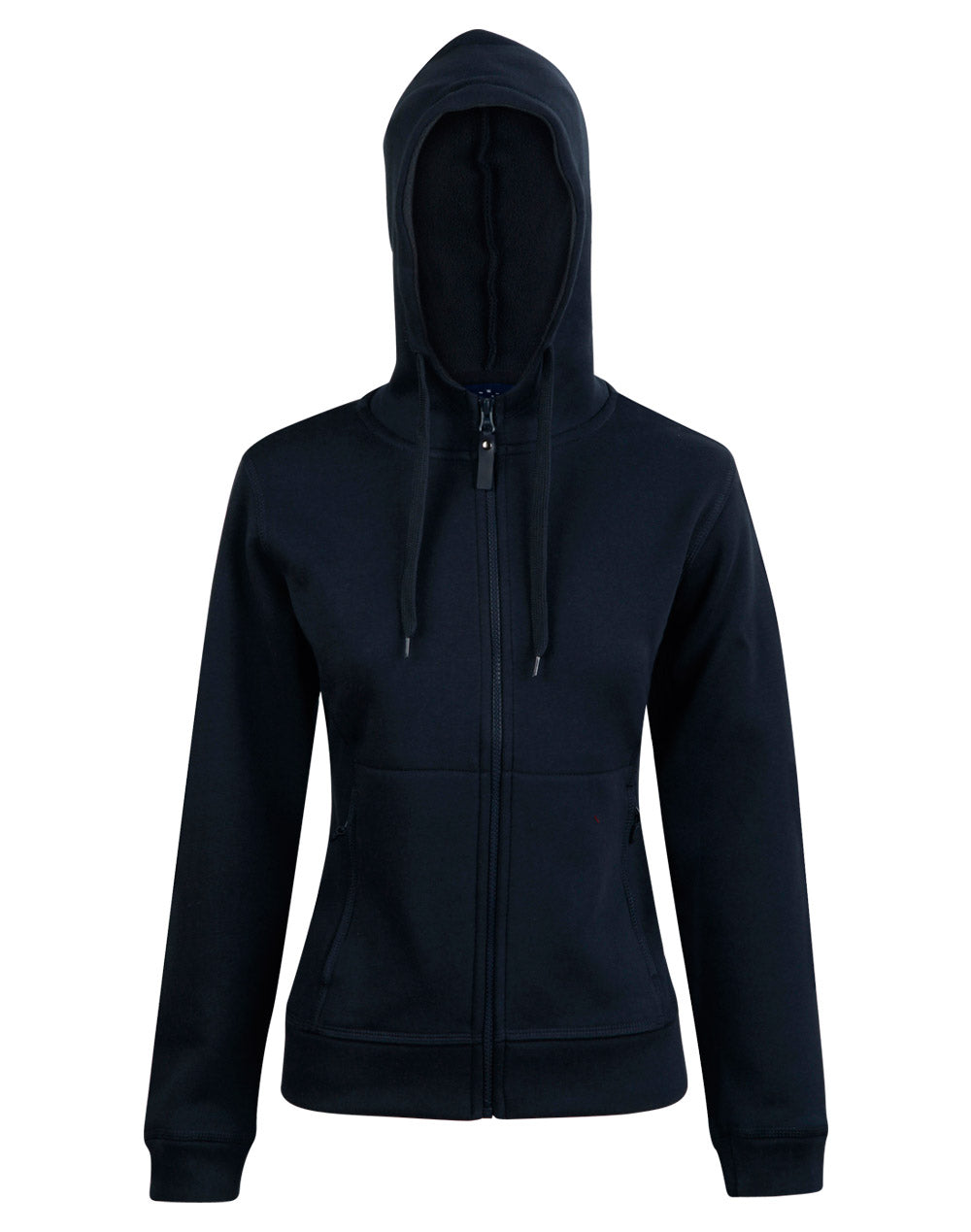Ladies' Full Zip Contrast Fleece Hoodie - FL18 - Navy