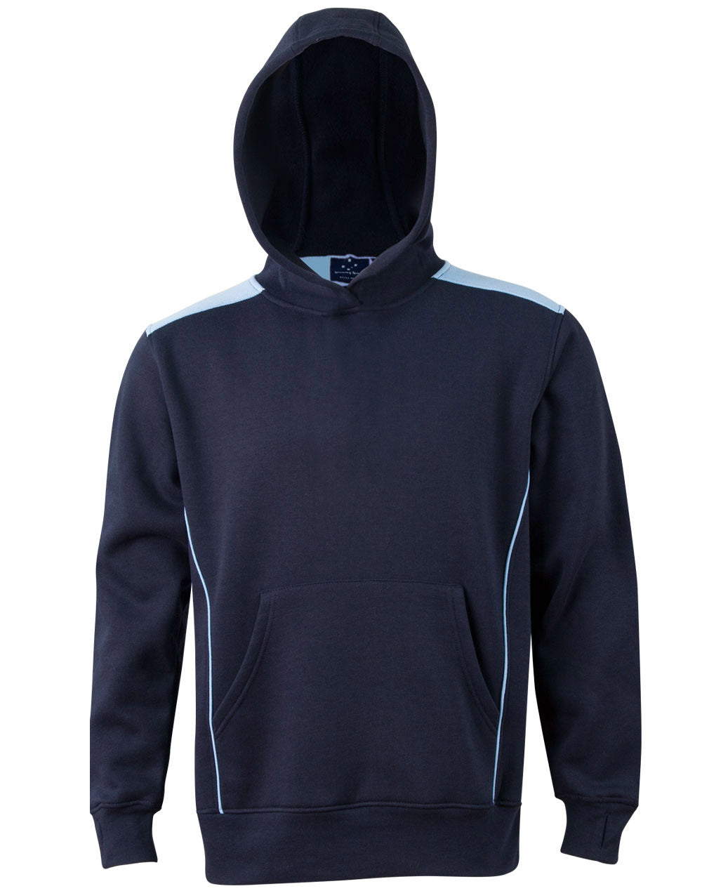 Kids' Kangaroo Pocket Contrast Hoodie - FL19K - Navy / Skyblue