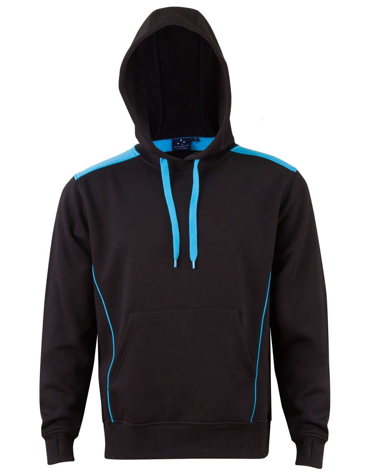 Croxton Hoodie Adult Unisex - Black/Aqua Blue - Front